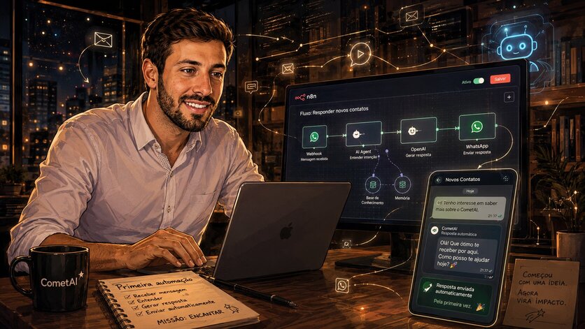 João configurando sua primeira automação no n8n